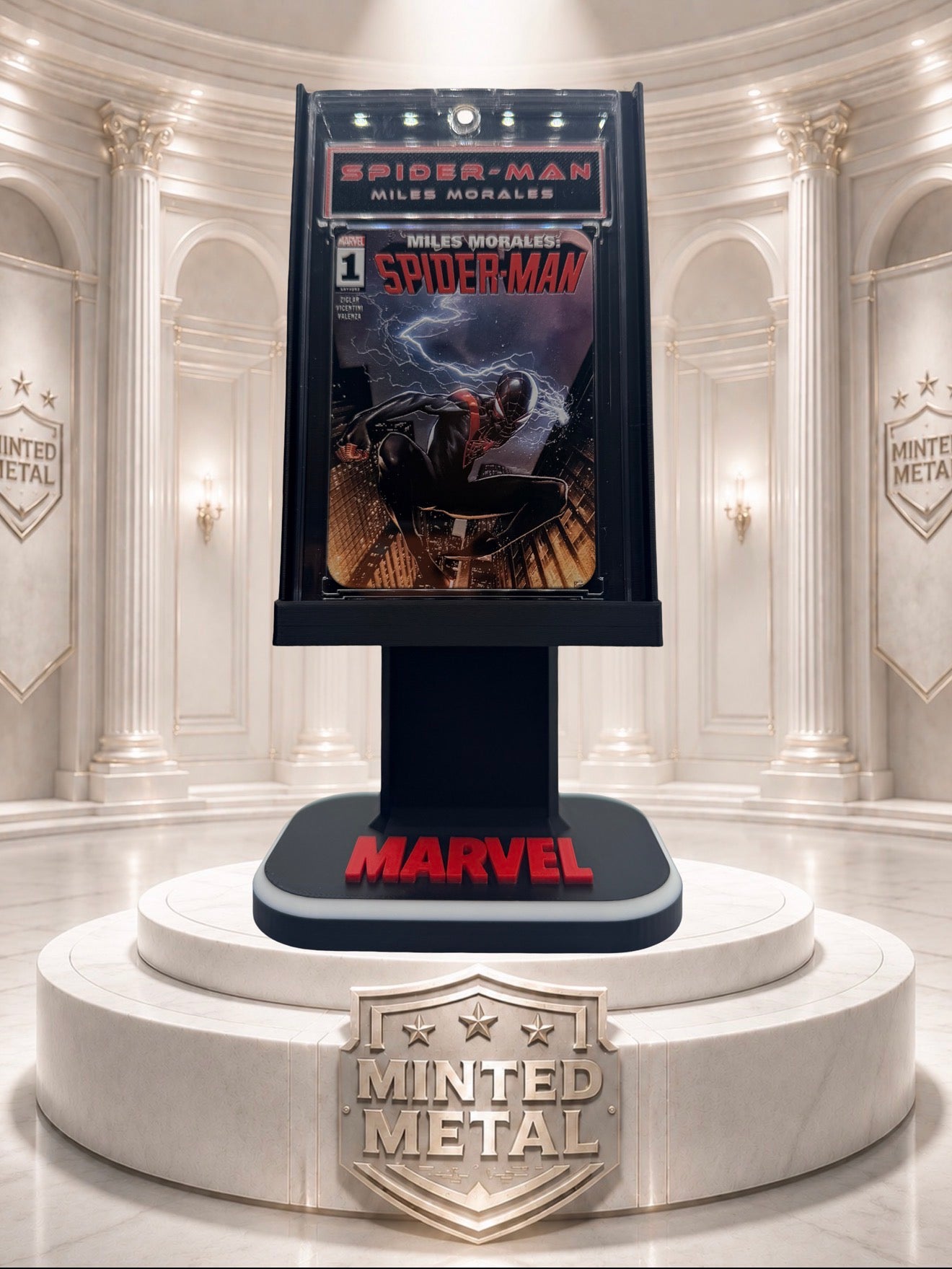 Spider-man Miles Morales Comic 2022 Issue #1 Comic Minted Metal Card Display Stand