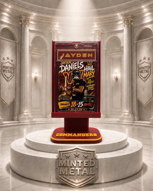 Jayden Daniels “Hail Mary” Minted Metal Card Display Stand
