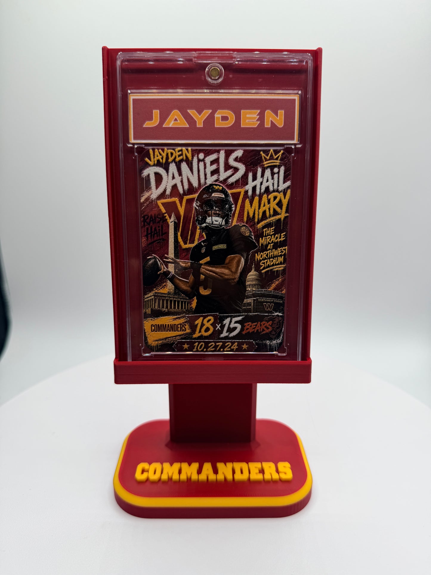 Jayden Daniels “Hail Mary” Minted Metal Card Display Stand