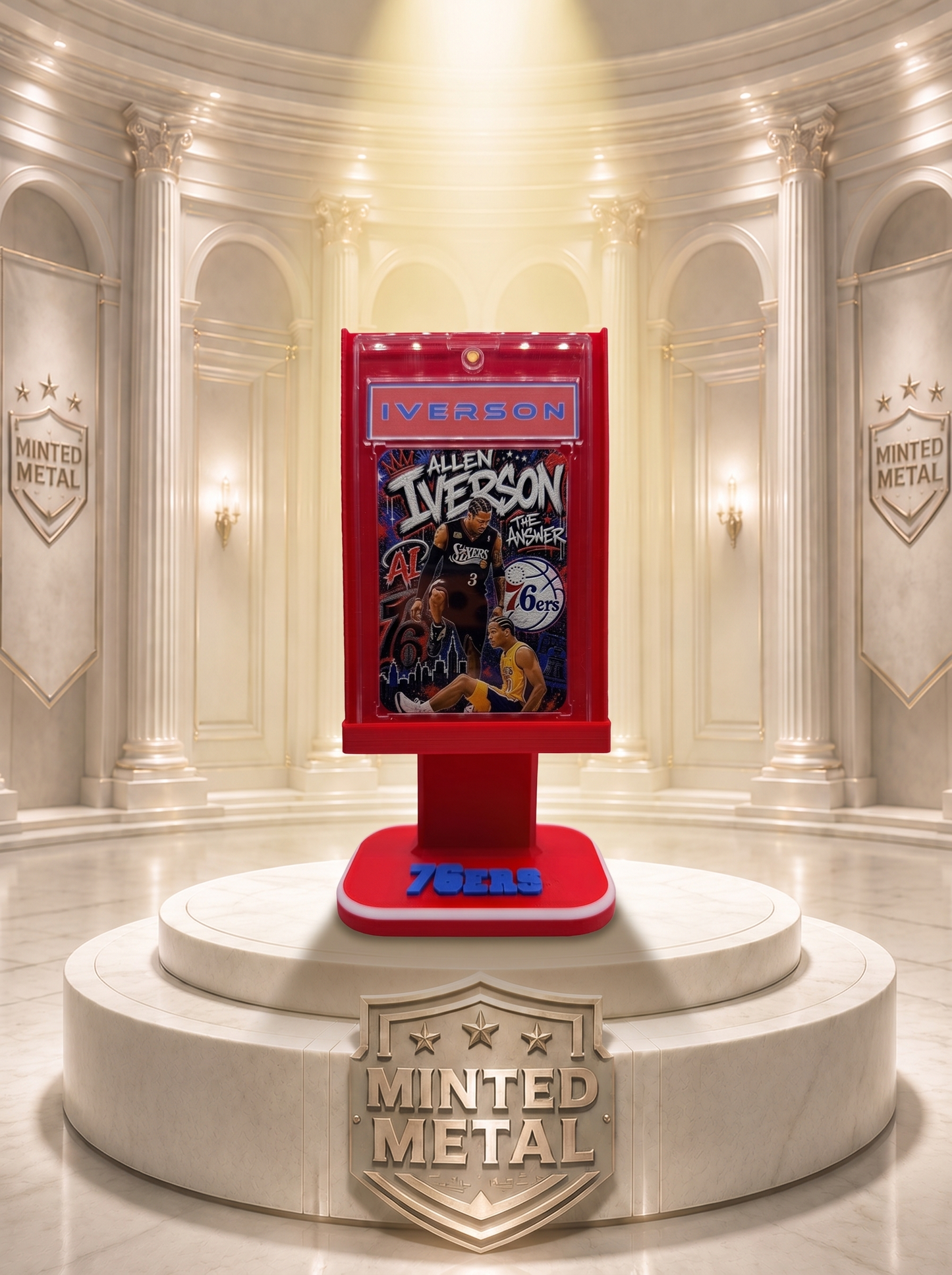 Allen Iverson “The Step Over” Minted Metal Card Display Stand