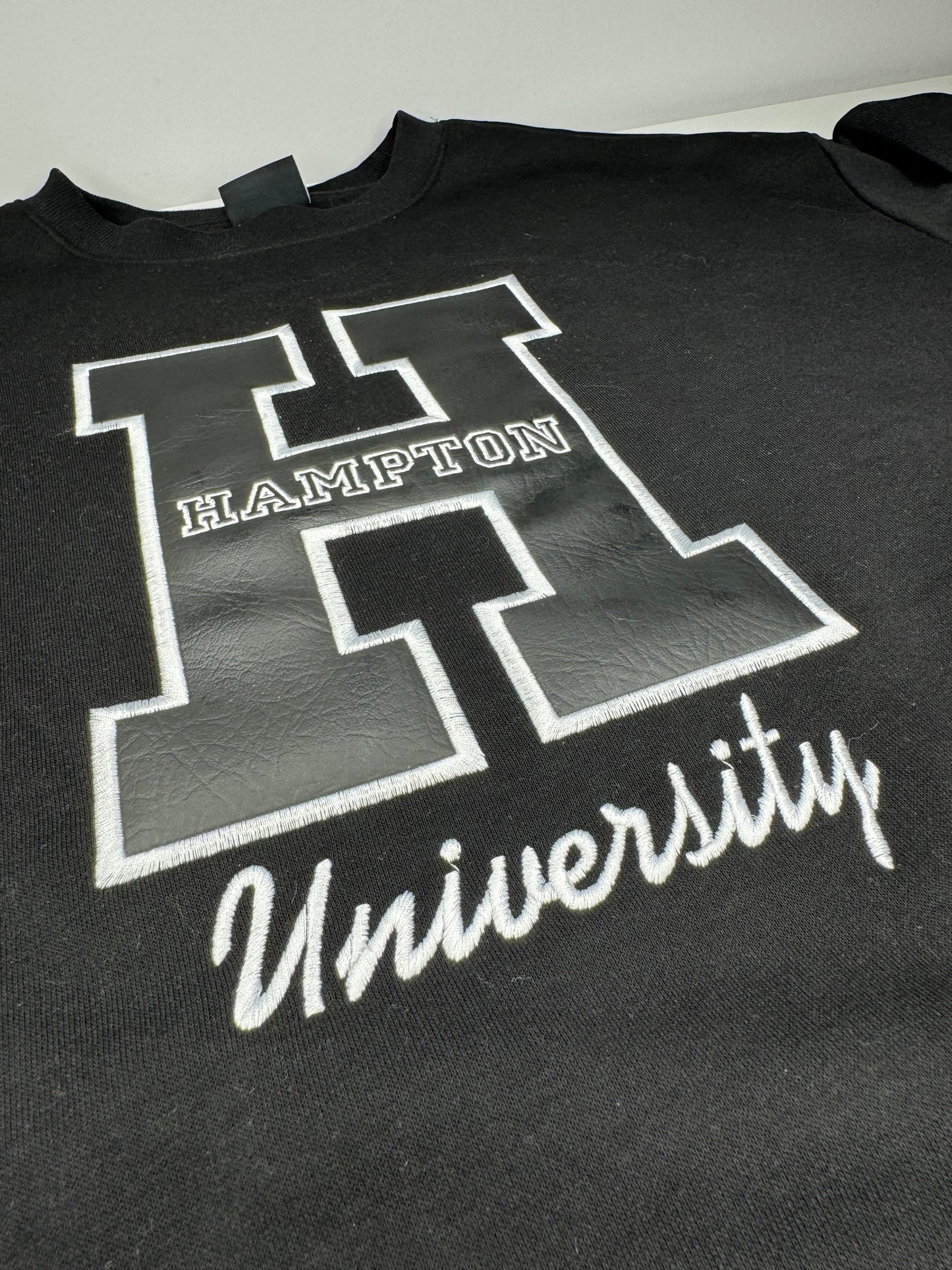 Hampton University Leather Emblem Sweatshirt