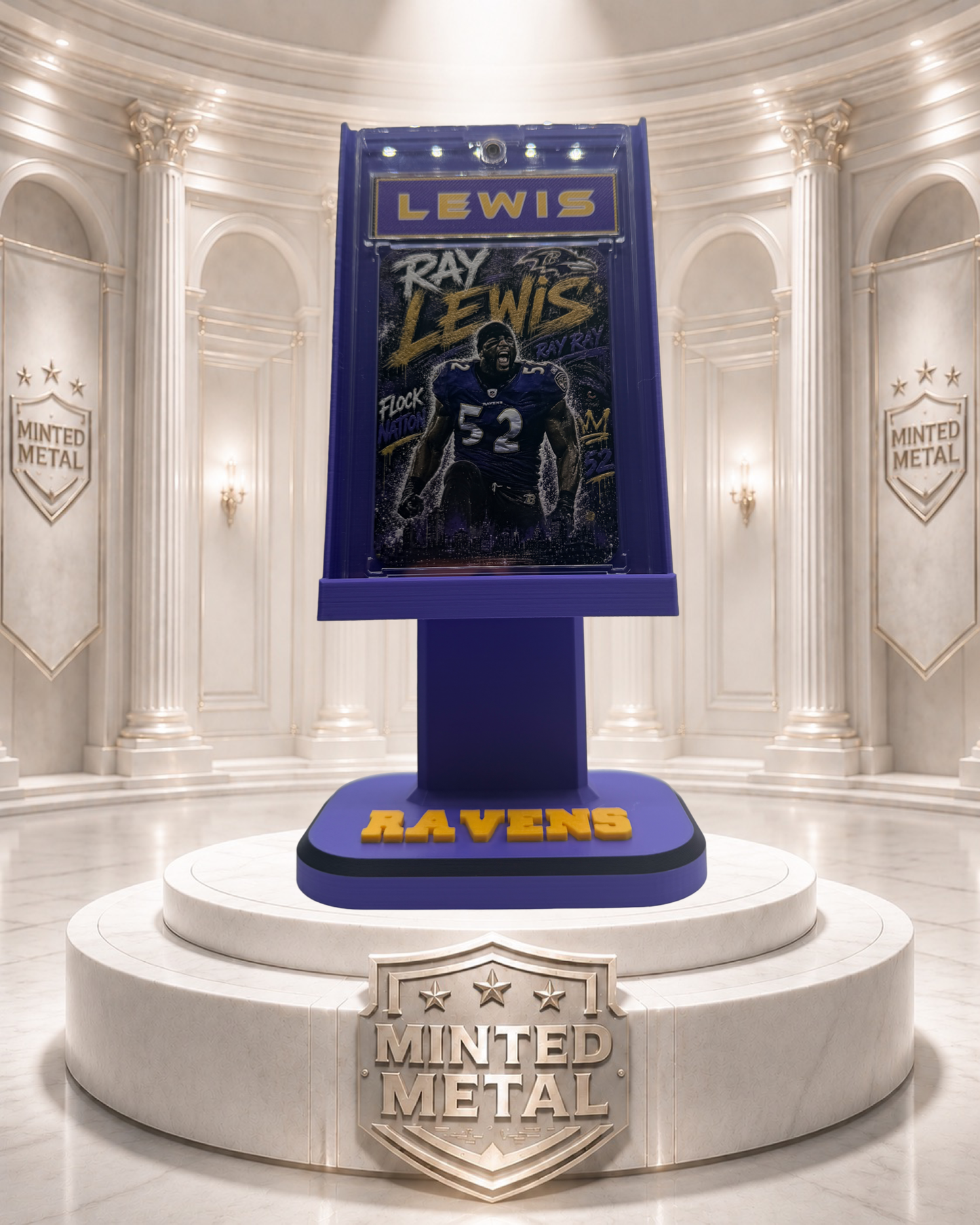 Ray Lewis “Flock Nation” Minted Metal Card Display Stand