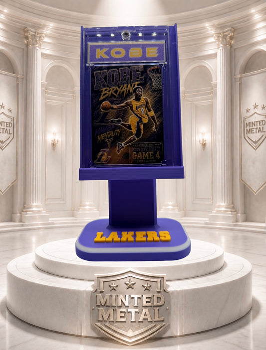 Kobe Bryant “The Windmill” – 2002 NBA Finals Game 4 – Minted Metal Card Display Stand