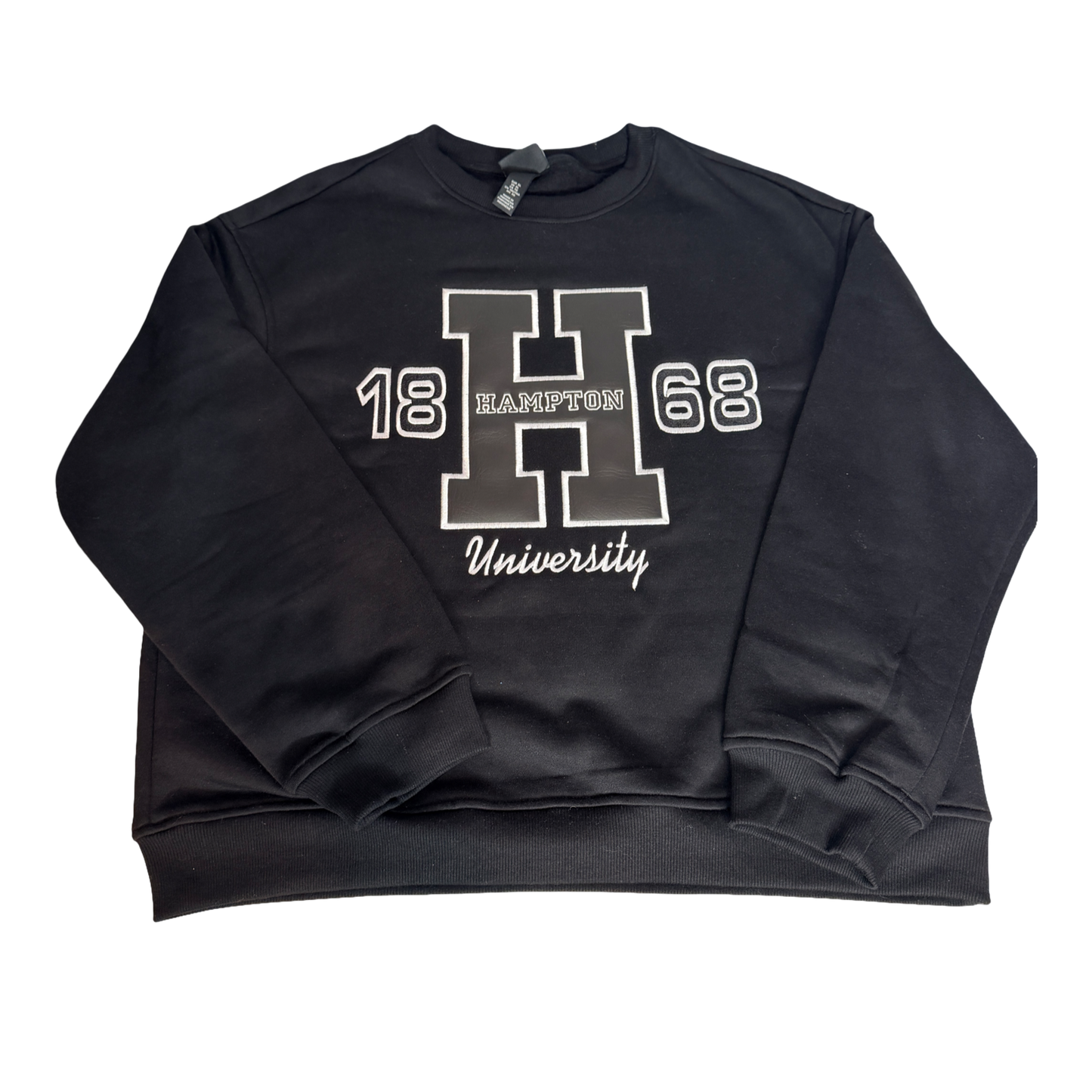 Hampton University Leather Emblem Sweatshirt