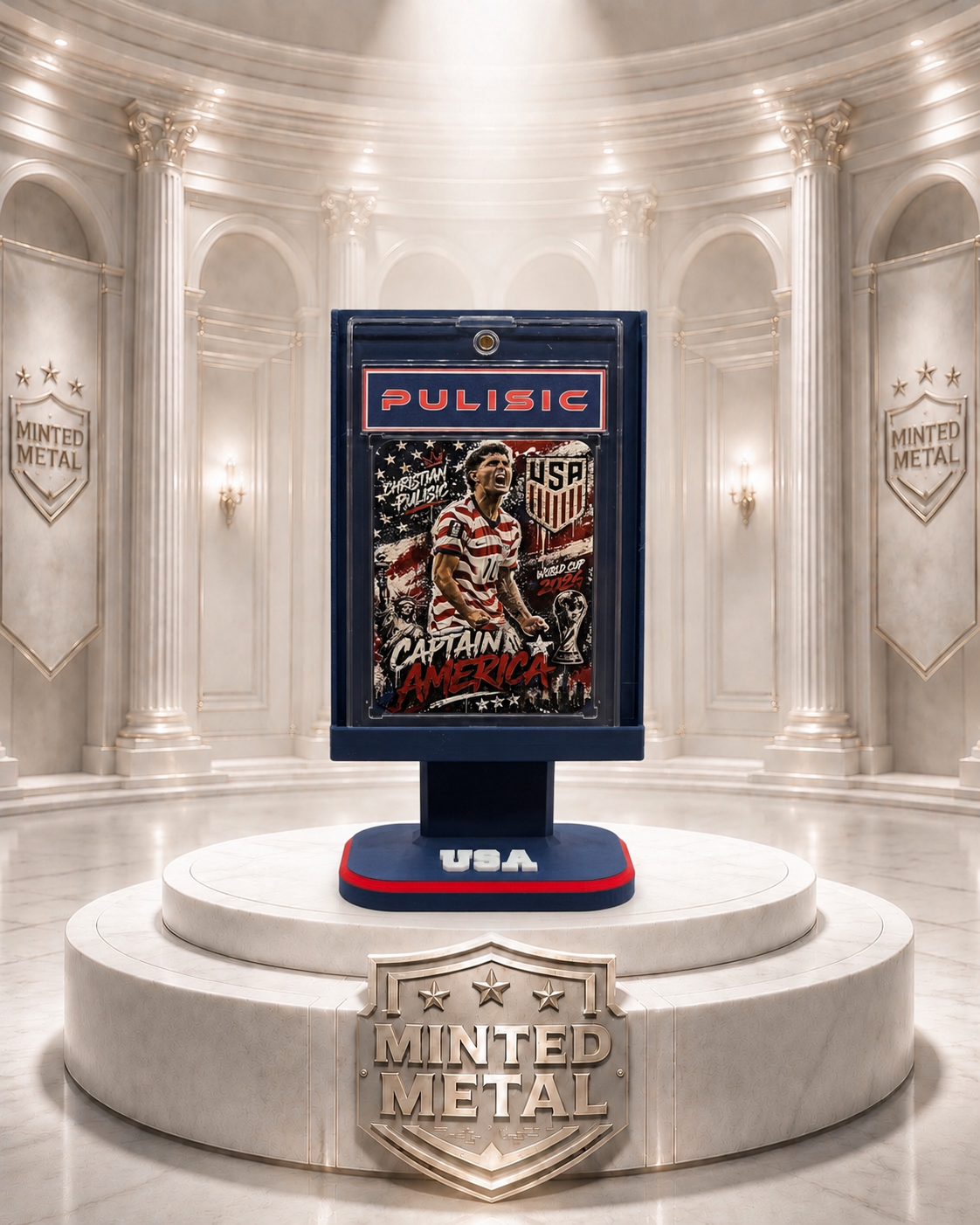 Christian Pulisic “Captain America” Minted Metal Card Display Stand