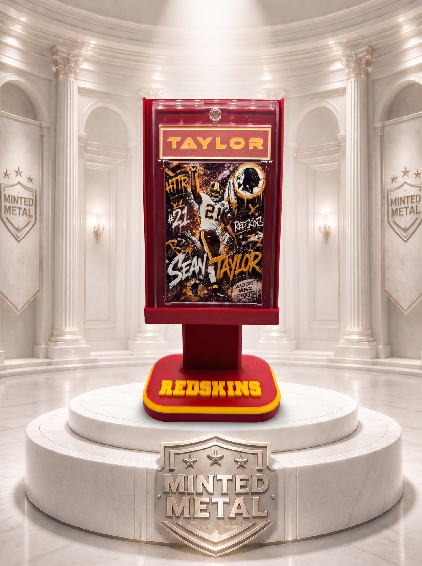 Sean Taylor “Always Remembered” Minted Metal Card Display Stand