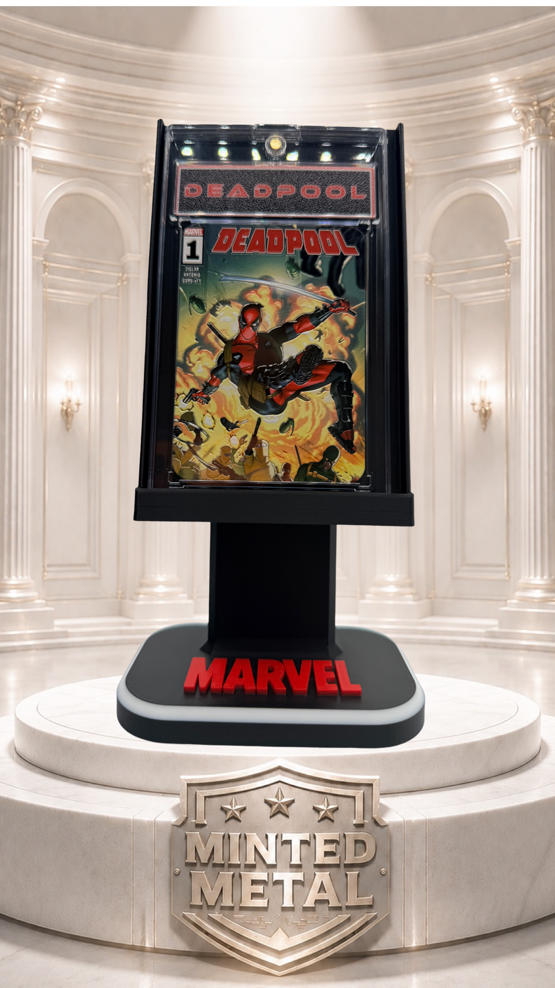 Deadpool 2024 Issue #1 Comic Cover Minted Metal Card Display Stand