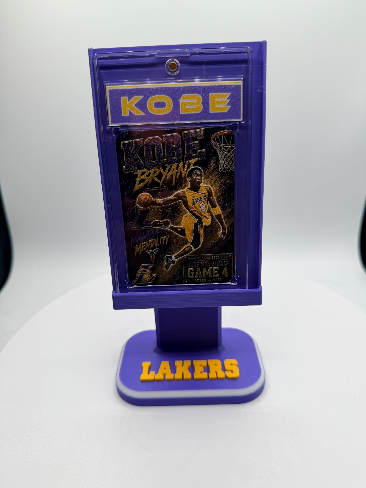 Kobe Bryant “The Windmill” – 2002 NBA Finals Game 4 – Minted Metal Card Display Stand