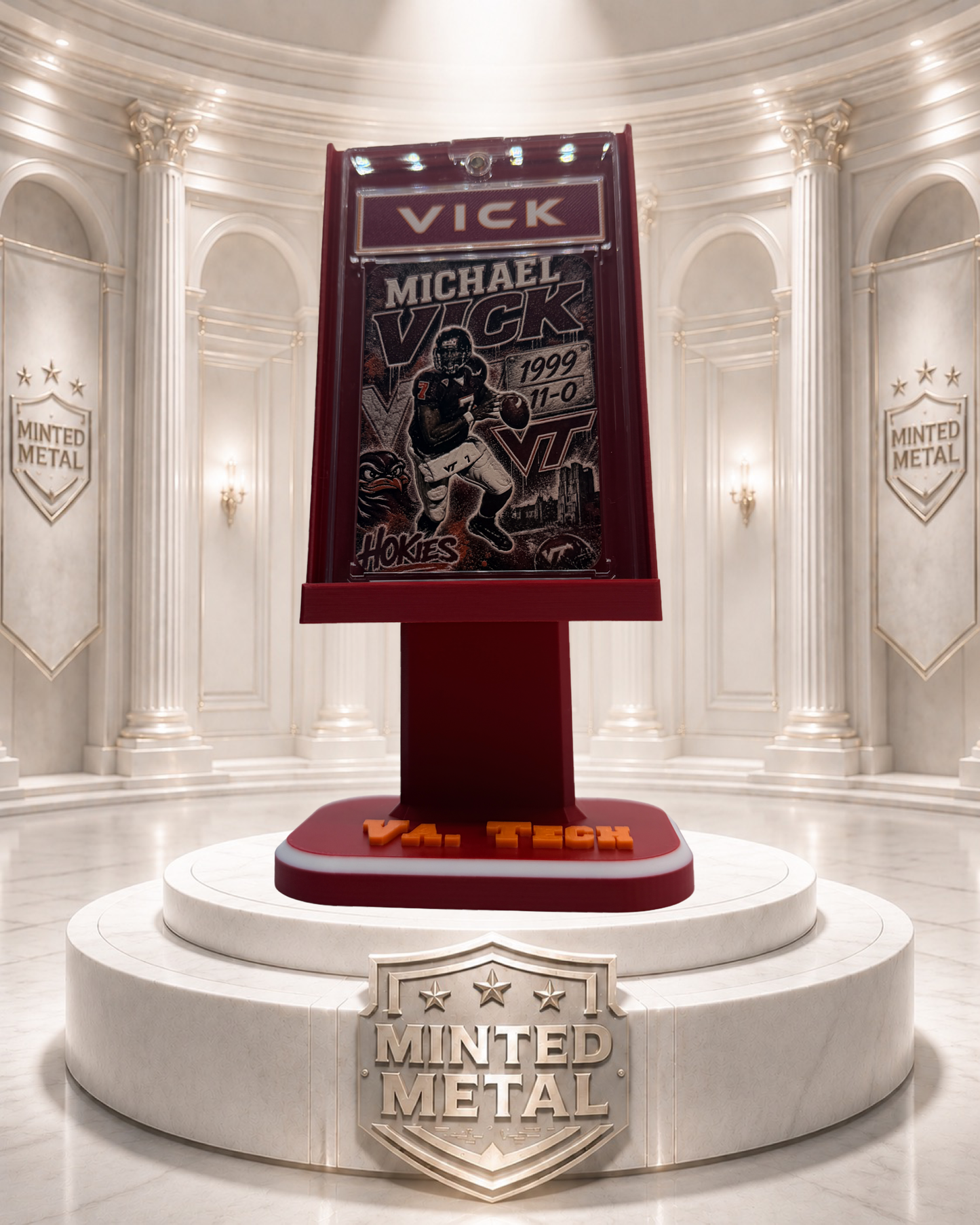 Michael Vick “Redshirt Freshman” Minted Metal Card Display Stand
