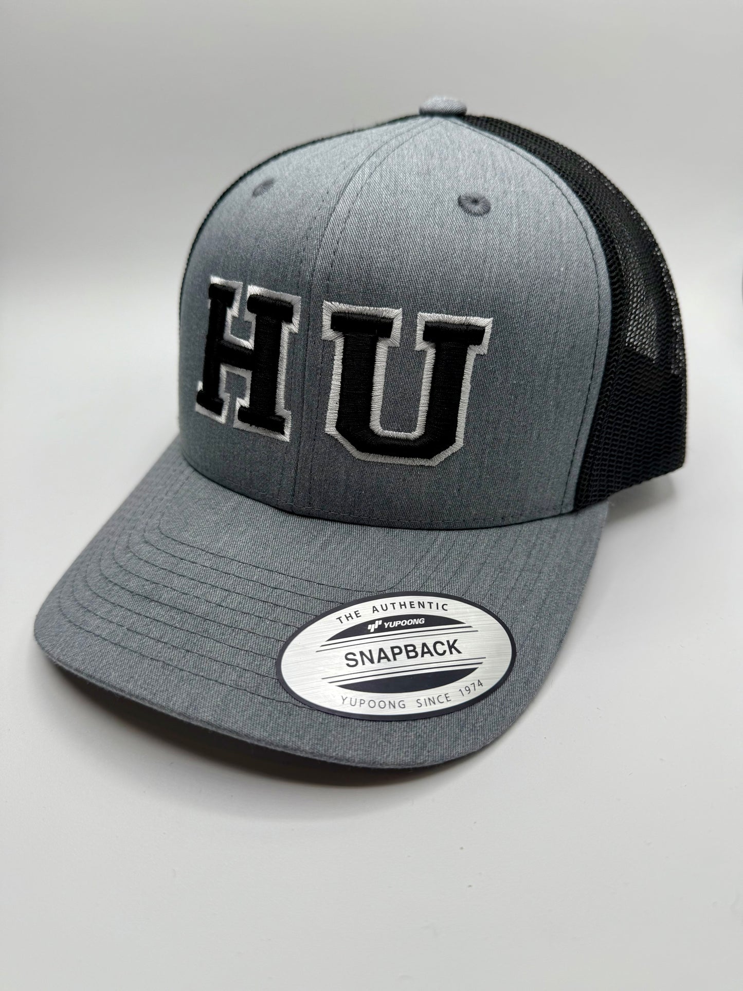 Hampton University HU 3D Puff Hat - Gray and Black