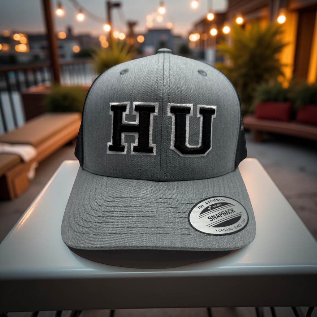 Hampton University HU 3D Puff Hat - Gray and Black